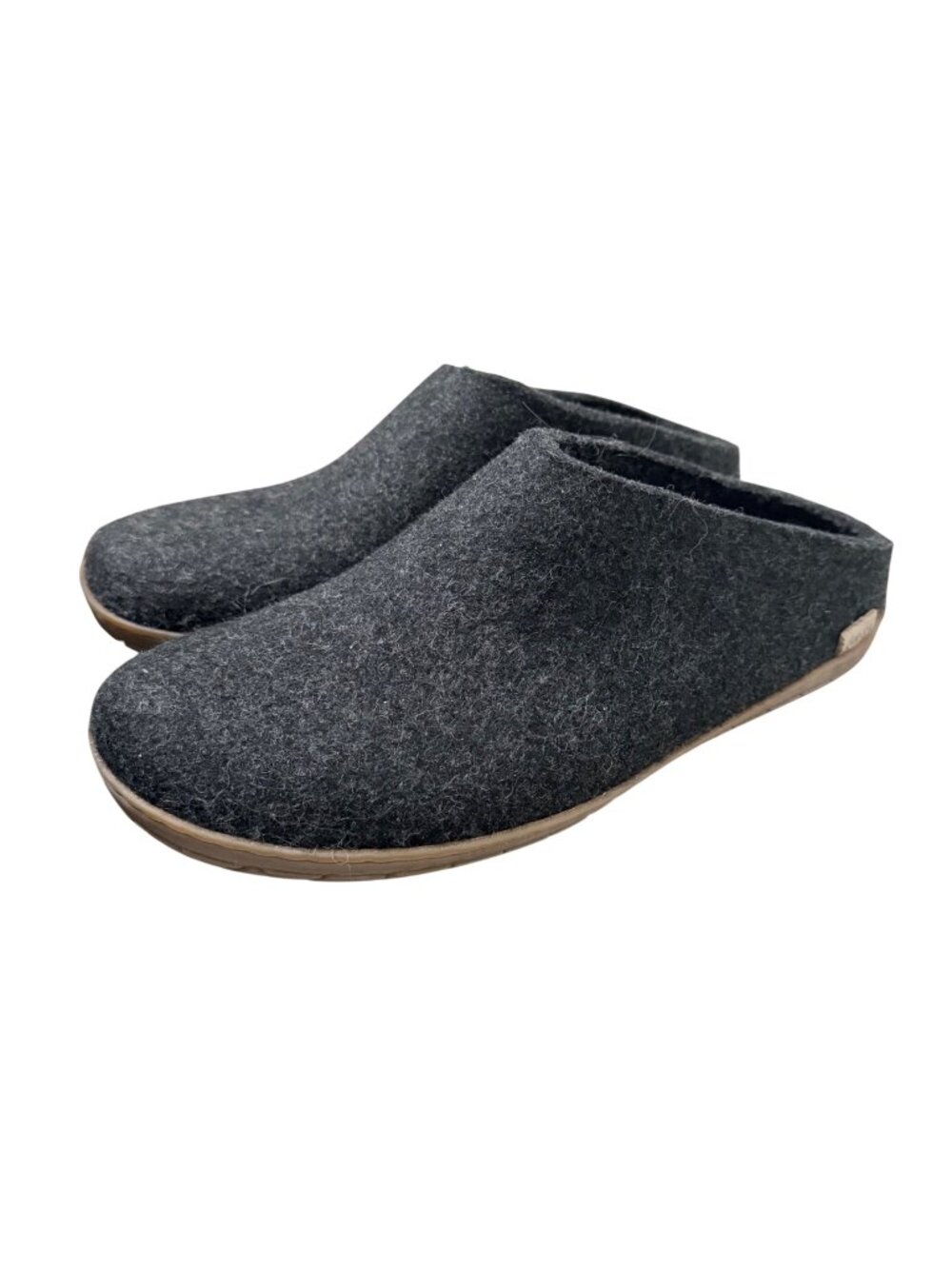 Glerups Charcoal Gray Wool Petrol Slip On Slippers Rubber Bottom EU Size 43